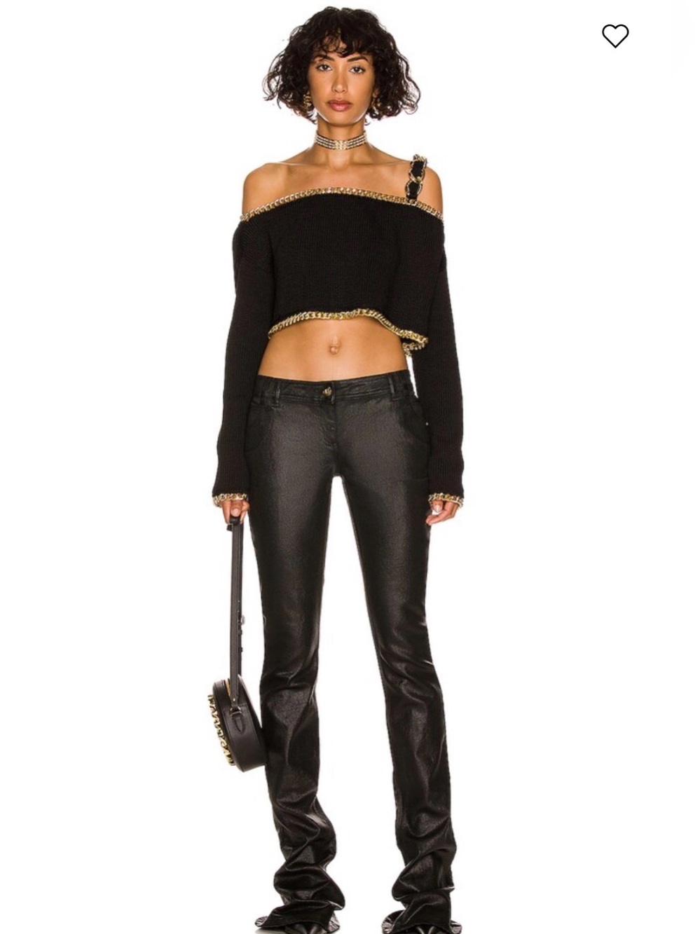 NWT 2400.00 BALMAIN Chain Trim Off the Shoulder Crop Top 36 (US 4) OVERSIZED